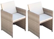 vidaXL Tuinstoelen 2 st met kussens poly rattan beige