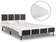 vidaXL Bed met matras kunstleer grijs en wit 140x200 cm