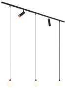 Modern railsysteem zwart met 2 spots en 3 hanglampen 1-fase - Slimline Uzzy Eira