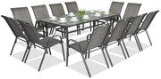 Metalen tuinmeubel Modena voor 12 personen met grote tafel Garden Point grijs