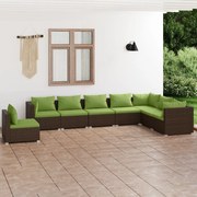 vidaXL 8-delige Loungeset met kussens poly rattan bruin