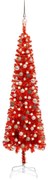 vidaXL Kerstboom met LED's en kerstballen smal 180 cm rood