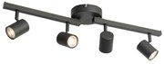 LED PlafondSpot / Opbouwspot / Plafondspot zwart GU10 50mm 4-lichts incl. backlight - Back Up Modern GU10 rond Binnenverlichting Lamp