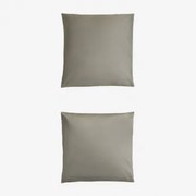 Set Van 2 Sampras Satijnen Kussenslopen Met Een Draaddichtheid Van 300 Groen – Khaki & 60 X 60 Cm - Sklum