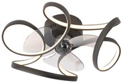 Plafondventilator met lamp zwart 55cm incl. LED dimbaar met afstandsbediening - Mandy Design rond Binnenverlichting Lamp