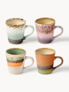 Handgemaakte espressokopjes 70's met reactief glazuur, 4-delig