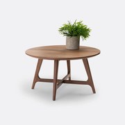 Kleine ronde salontafel, walnoot en fineer, Larsen