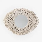 Macramé Wandspiegel Brice Beige – Crème - Sklum