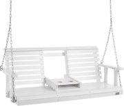 VEVOR Cederhouten veranda schommel, 1523x710x600mm, patio schommel voor tuin en terras, verbeterde draagkracht van ca. 400 kg, robuuste schommelstoelbank met ophangkettingen voor buitengebruik, wit