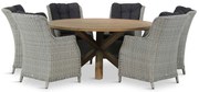 Tuinset Ronde Tuintafel 6 personen 160 cm Wicker Grijs Garden Collections Buckingham/Sand