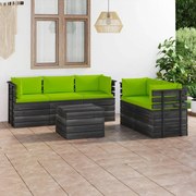 vidaXL 6-delige Loungeset met kussens pallet massief grenenhout