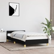 vidaXL Bedframe met hoofdeinde stof zwart 90x190 cm