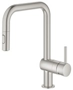 GROHE Minta Keukenkraan - draaibare/uittrekbare uitloop - 2 straalsoorten - supersteel geborsteld 32322DC2