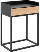 Goossens Nachtkastje Vide, Met blad en lade 45 cm b x 65 cm h x 30 cm d met onderstel metaal zwart ral 9005