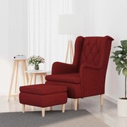 vidaXL Fauteuil met voetenbank stof wijnrood