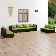 vidaXL 8-delige Loungeset met kussens poly rattan bruin