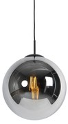 Smart hanglamp zwart met smoke glas 30 cm incl. Wifi ST64 - Pallon