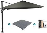 GI Hawaii zweefparasol Deluxe 300 x 300 cm. - Groen - met voet en hoes