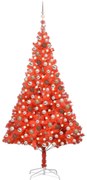 vidaXL Kunstkerstboom met LED's en kerstballen 240 cm PVC rood