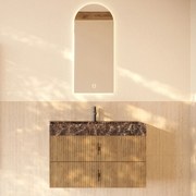 Muebles Murcia badmeubel ribbelfront 100cm eiken met Dark Emperador wastafel met kraangat
