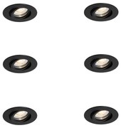 Set van 6 inbouwspots zwart kantelbaar 6,5cm incl. LED IP54 ultra slim - Pupil Modern IP54 rond Binnenverlichting Lamp