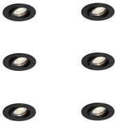 Set van 6 inbouwspots zwart kantelbaar 6,5cm incl. LED IP54 ultra slim - Pupil Modern IP54 rond Binnenverlichting Lamp