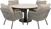 Taste by 4 Seasons Cannes tuinset 5-delig - Sarah lage tuintafel Ø130 cm - terre ceramic print