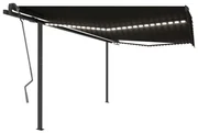 vidaXL Luifel handmatig uittrekbaar met LED 4x3,5 m antracietkleurig