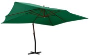 vidaXL Zweefparasol met houten paal 400x300 cm groen