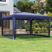 vidaXL Partytent met 4 mesh zijwanden 4x4 m HDPE blauw