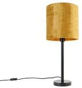 Stoffen Moderne tafellamp zwart met kap goud 25 cm - Simplo Modern E27 cilinder / rond Binnenverlichting Lamp