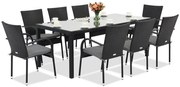 Milan technorattan tuinmeubelen voor 8 personen met grote Garden Point tafel zwart