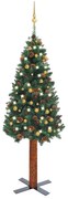 vidaXL Kerstboom met LED's en kerstballen smal 180 cm groen