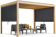 Lagos 3x4 vrijstaande terraspergola met 3m Garden Point houten zijrolluiken - antraciet