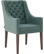 Goossens Eetkamerstoel Pearl groen velvet stof met armleuning, stijlvol landelijk