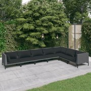 vidaXL 7-delige Loungeset met kussens poly rattan donkergrijs