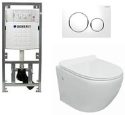 Go toiletset compact Rimless inclusief UP320 toiletreservoir met softclose en quickrelease toiletzitting met sigma20 bedieningsplaat wit 0701131/sw53743/sw242519/