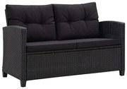 vidaXL Tuinbank 2-zits met kussens 124 cm poly rattan zwart