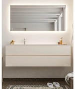 MONDIAZ VICA Badkamermeubelset - 150cm - 2 lades - wasbak Cloud links - 1 kraangat - solid surface linen NV76341567