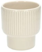Bloempot, aardewerk, geribbeld, lichtbeige,Ø14 X H15 cm