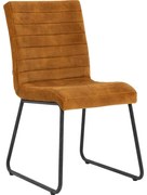 Goossens Eetkamerstoel Dax geel velvet stof leuning, urban industrieel