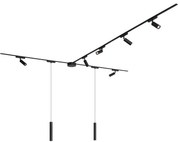 Railsysteem met 6 spots en 2 hanglampen zwart 1-fase - Magnetic Samson Cassie