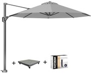 Voyager T1 zweefparasol 300 cm rond lichtgrijs met 90KG voet en hoes