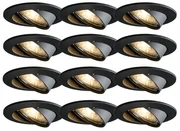 Set van 12 Moderne inbouwspots zwart kantelbaar - Edu Modern GU10 rond Binnenverlichting Lamp