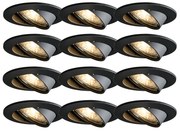Set van 12 moderne inbouwspots zwart kantelbaar - Edu