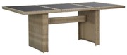 vidaXL Tuintafel 200x100x74 cm glas en poly rattan bruin