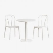 Set Van Ronde Tafel Ø70 Cm En 2 Tuinstoelen Mizzi Gardenia Wit - Sklum