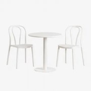 Set Van Ronde Tafel Ø70 Cm En 2 Tuinstoelen Mizzi Glaciale Wit - Sklum