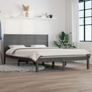 vidaXL Bedframe massief hout grijs 135x190 cm 4FT6 Double