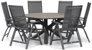 Tuinset Ronde Tuintafel 6 personen 150 cm Aluminium/Textileen /Aluminium/textileen Grijs Presto Vasto/Ancona